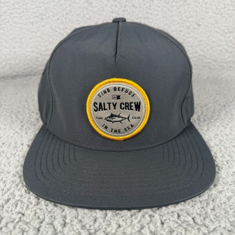 Salty Crew Cap Unisex One Size Gray Snapback Outdoor Fishing Patch Logo Dad Hat